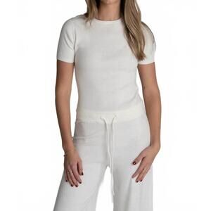 NEW ARCHER CASHMERE wren short sleeve crew top in white